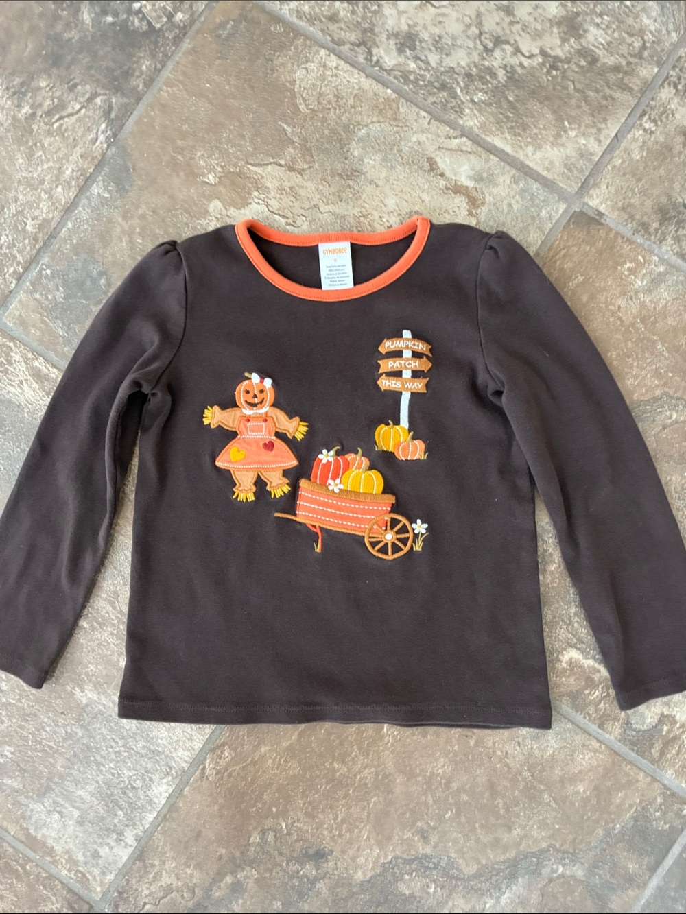 Gymboree Brown Long-Sleeve Pumpkin Patch Tee with Orange Trim